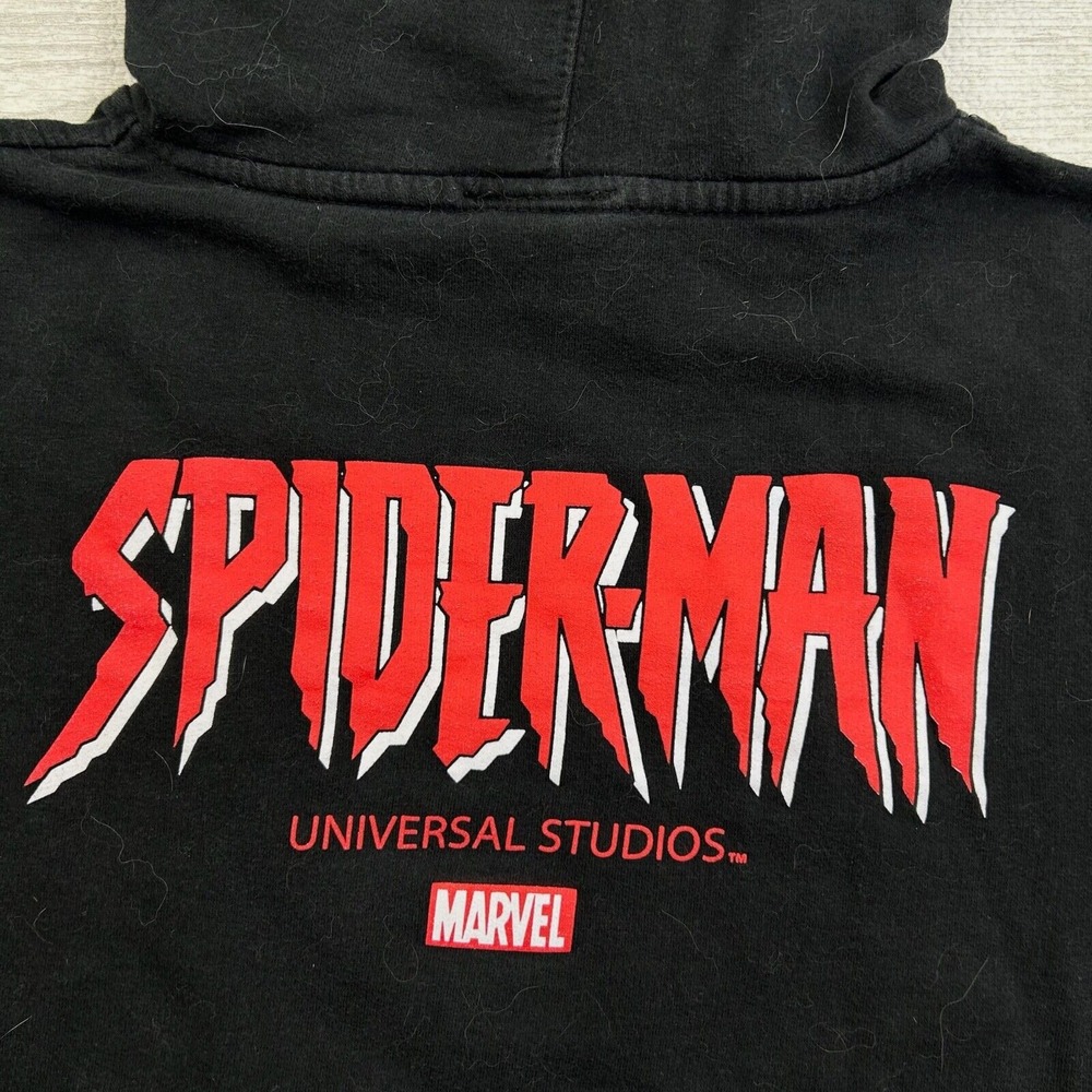 Vintage Y2K Spiderman Sweatshirt Adult Small Black Embroidered Universal Studios - Picture 5 of 6